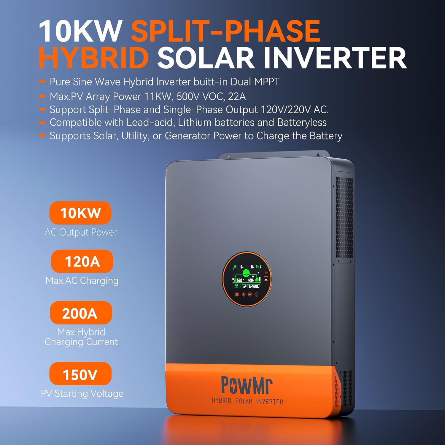 PowMr 10KW Split Phase Inverte - огляд і ціна Split Phase Inverter 10Kw 110V 220V