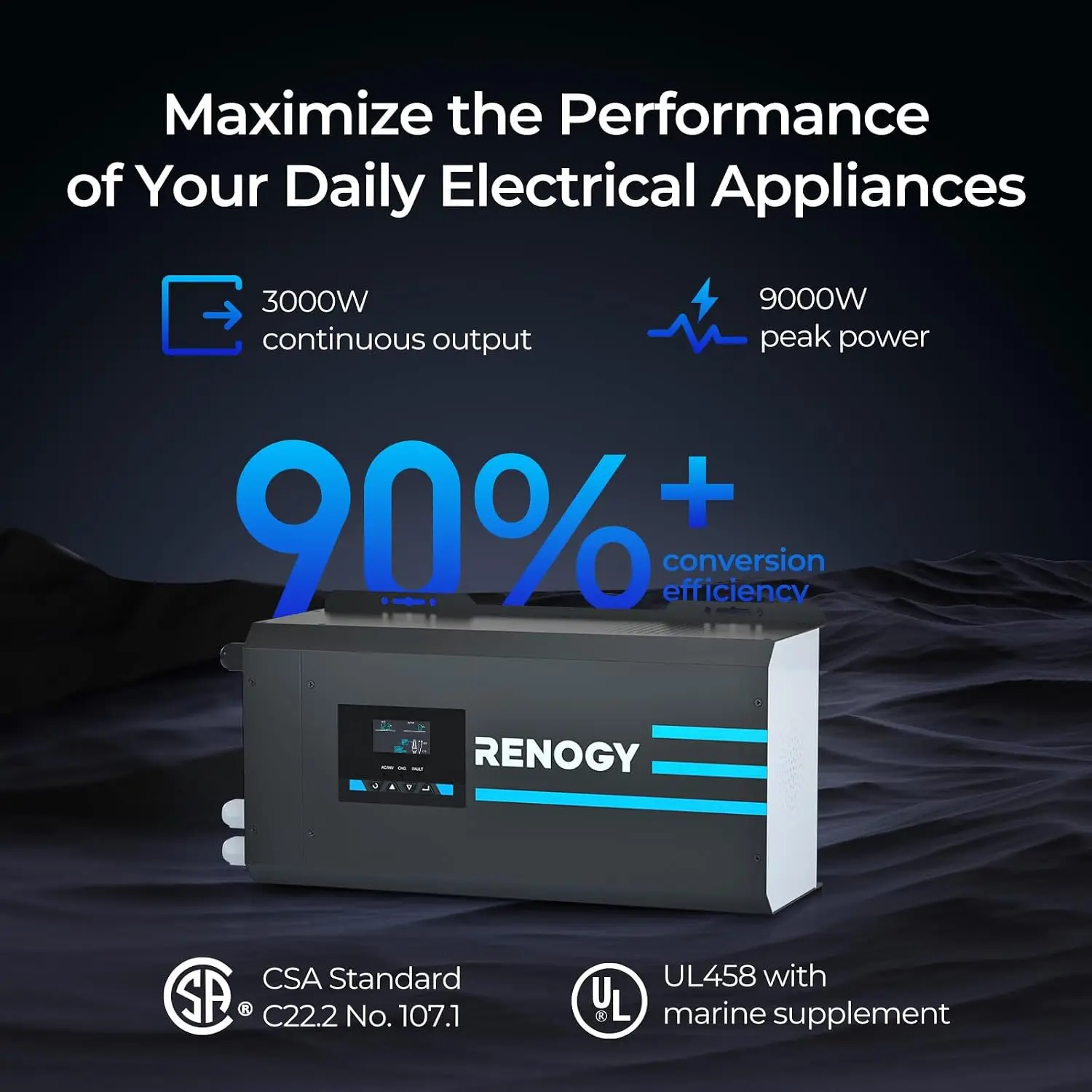 Renogy 3000w Pure Sine Wave In - огляд і ціна Rv Pure Sine Inverter Charger 3000W 12V